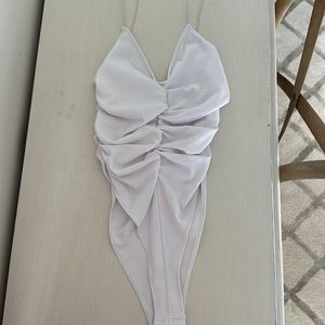 Zara white cinched spaghetti strap bodysuit